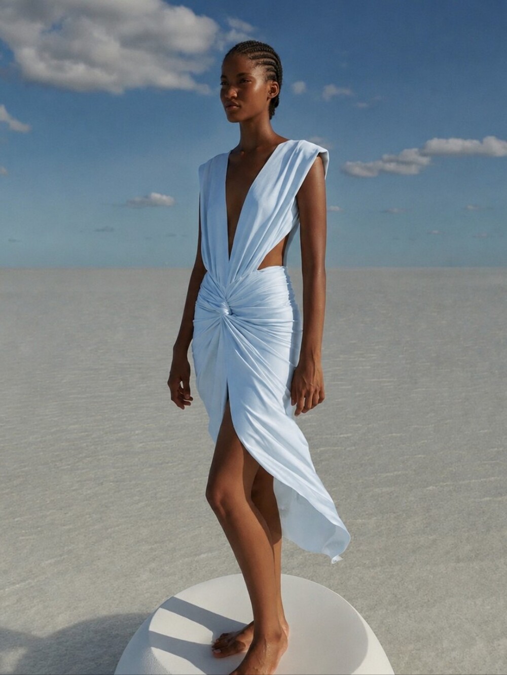 $285 BAOBAB Mia Plunging Ethereal Sky Tiffany Blue Dress - Picture 3 of 14